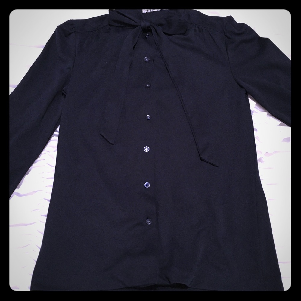 Navy Bow Blouse